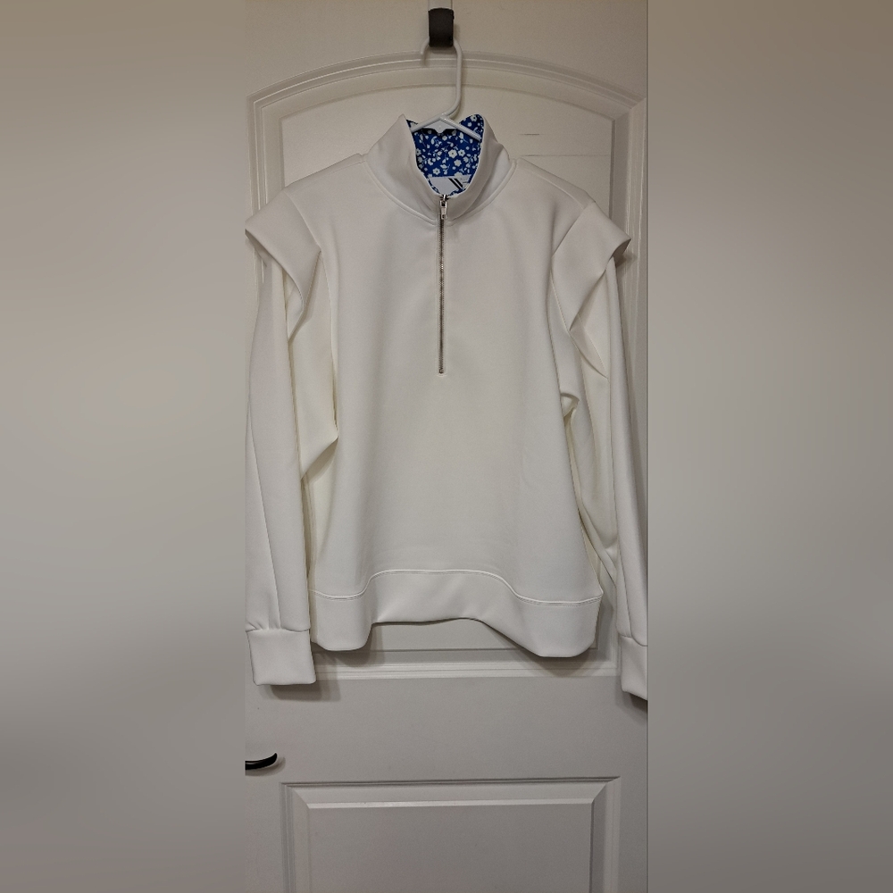Addison Bay White Half‑Zip Pullover Sweater